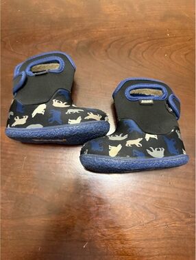 Baby Bogs Classic Polar Bear Winter Boots Infant Size 5 Blue Black Waterproof
